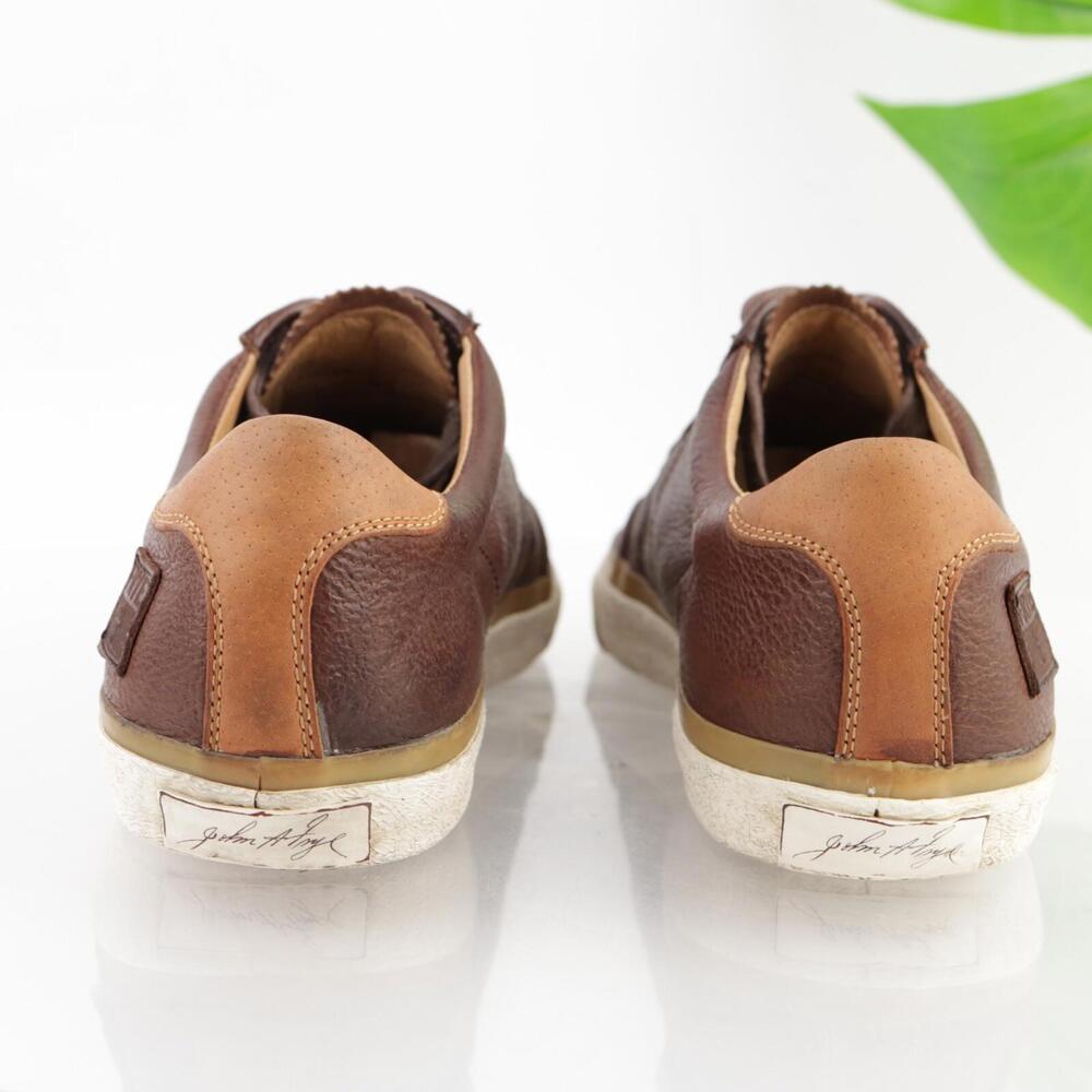 FRYE Mens Aaron Sneaker Size 11.5 Brown Leather Casual Shoes Low Lace Up Trainer - Picture 4 of 14
